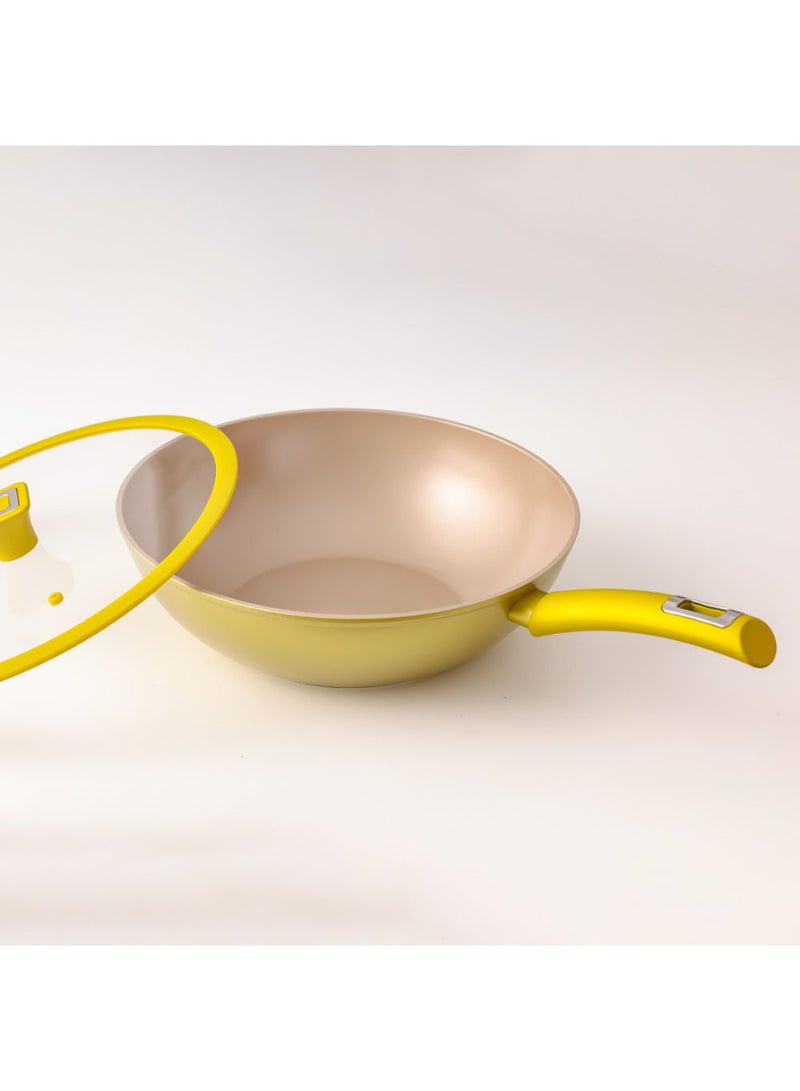 DANUBE HOME Chef’s Delight Brilliant Wok with Lid – Non-Stick PFOA Free Deep Frying Pan for Cooking, Durable Heavy-Duty Cookware, Induction Compatible, Ideal for Stir Fry & Saute L32XW9.5Cm - Image 2