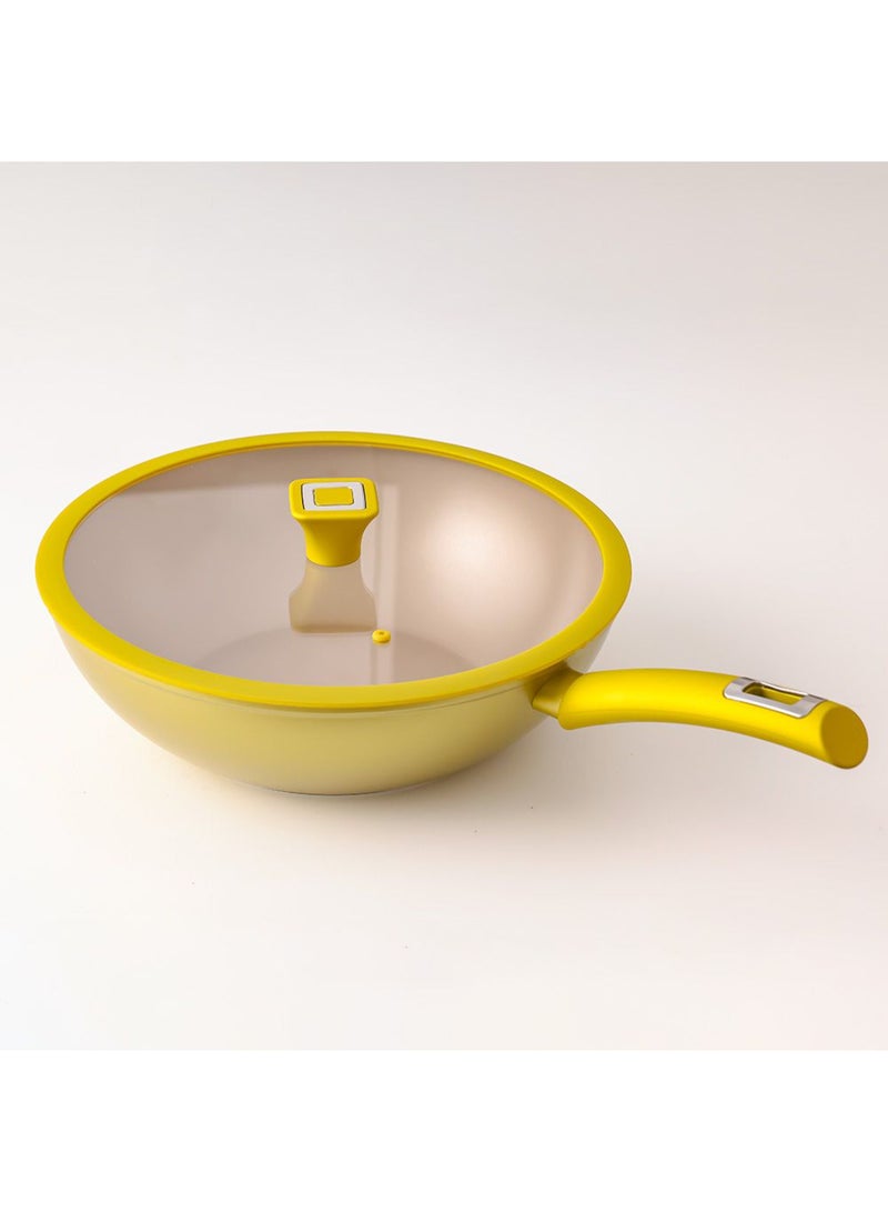 DANUBE HOME Chef’s Delight Brilliant Wok with Lid – Non-Stick PFOA Free Deep Frying Pan for Cooking, Durable Heavy-Duty Cookware, Induction Compatible, Ideal for Stir Fry & Saute L32XW9.5Cm - Image 1