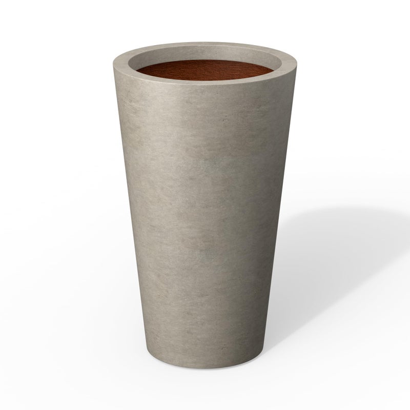 Kante Tall Concrete Planter, 19.7 Inch Height Large Flower Pot for Indoor Outdoor Plants, Suitable for Home, Patio, Garden, Porch, Weathered Concrete Finish with Painted Interior - Image 1