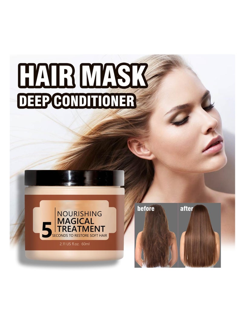 Hair Mask, Nourishing Hair Repair Cream, for Dry, Damaged Hair, Helps to Rebuild Hair's Strength, Builds New Bonds, 5 Seconds to Restore Soft Hair, Deep Suitable for Dry  Damaged Hair-60ml - Image 3
