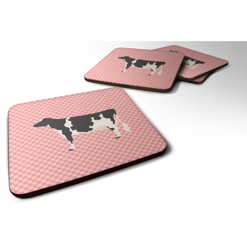 Caroline's Treasures ""Caroline's Treasures Holstein Cow Pink Check Decorative coasters  3.5  Multicolor"" 