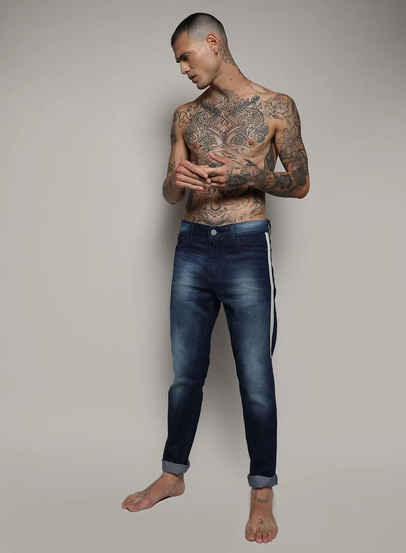 Campus Sutra Men's Side-Striped Skinny Fit Denim Jeans