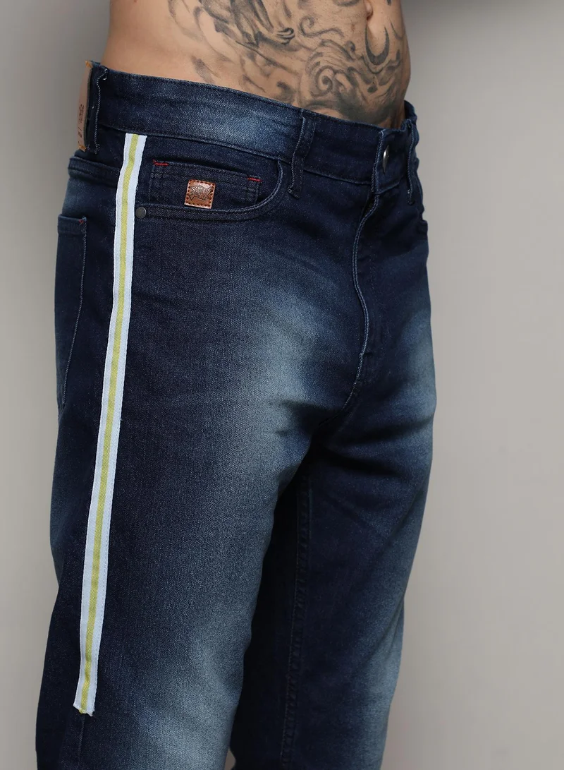 Campus Sutra Men's Side-Striped Skinny Fit Denim Jeans