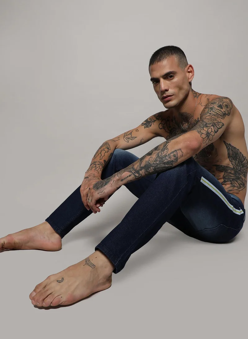 Campus Sutra Men's Side-Striped Skinny Fit Denim Jeans