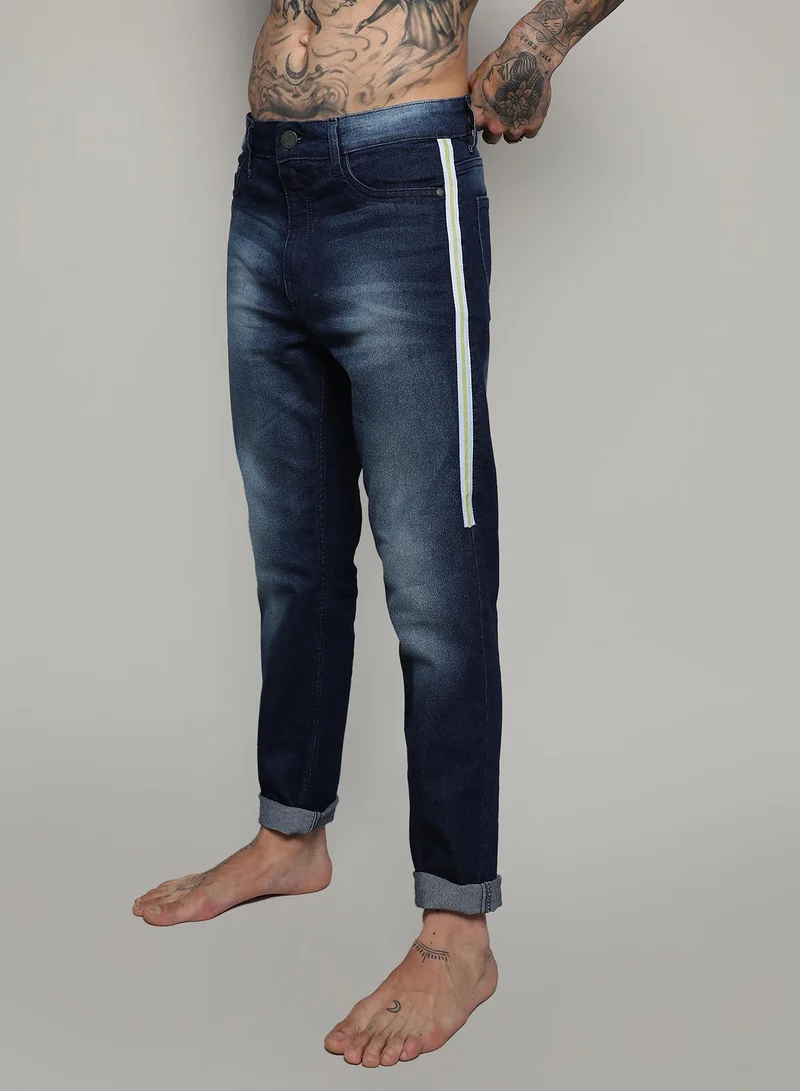Campus Sutra Men's Side-Striped Skinny Fit Denim Jeans