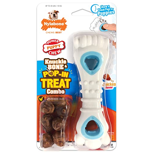 Nylabone Knuckle Bone PopIn Treat Toy Puppy Chew Toy for Puppies Interactive Treat Dispensing Enrichment Toys for Puppies Long Lasting Chicken Flavor Medium Dogs Up to 35 lbs - Image 1