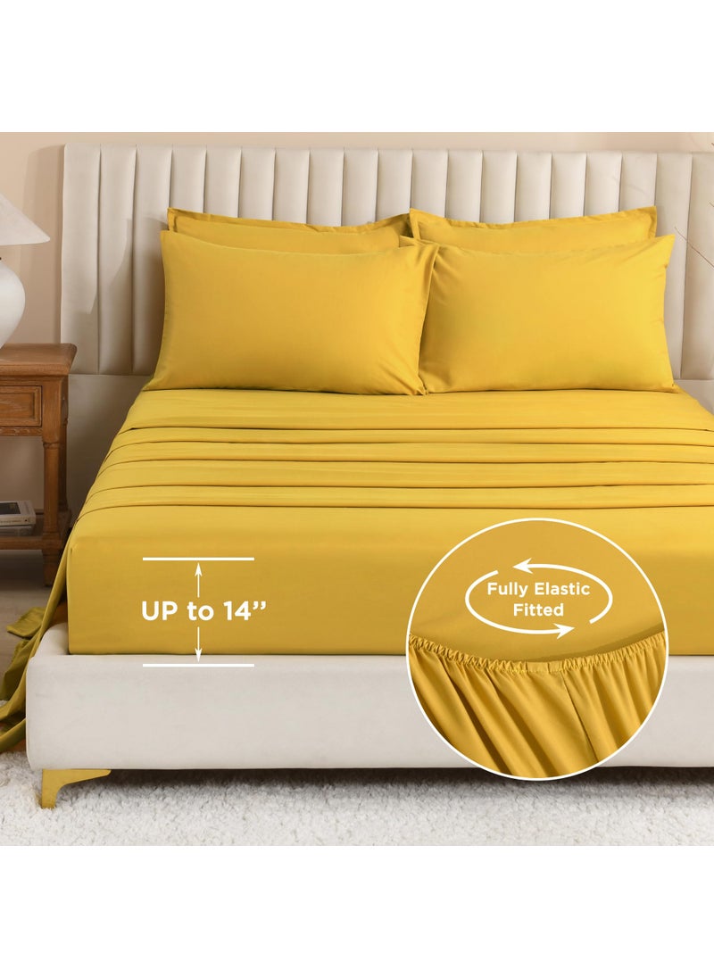 Litanika Litanika Comforter Full Size Set Mustard Yellow - 7 Pieces Bed in a Bag Full Beddding Comforter Sets  Plain Lightweight Bed Set with Comforter  Sheets  Pillowcases & Shams  - Image 5