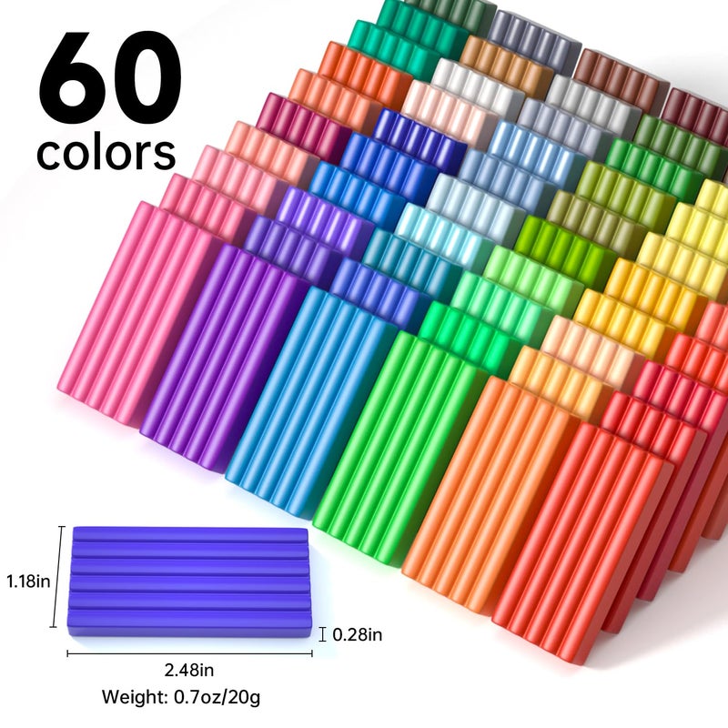 Shuttle Art Polymer Clay, 60 Colors Oven Bake Modeling Clay, Creative Clay Kit with 19 Clay Tools and 16 Kinds of Accessories, Non-Toxic, Non-Sticky, Ideal DIY Art Craft Clay Gift for Kids Adults - Image 2