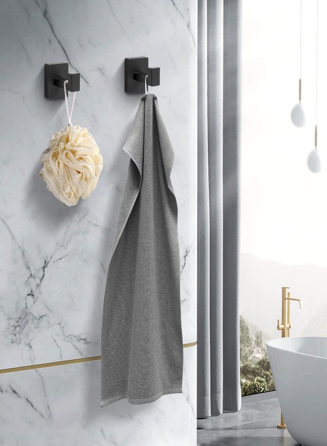 Fenas Heavy Duty Stainless Steel Towel Hooks, Wall Mounted Square Robe Hooks for Bathroom, Kitchen, Bedroom, Hotel Matte Black 2 Pack - Image 4