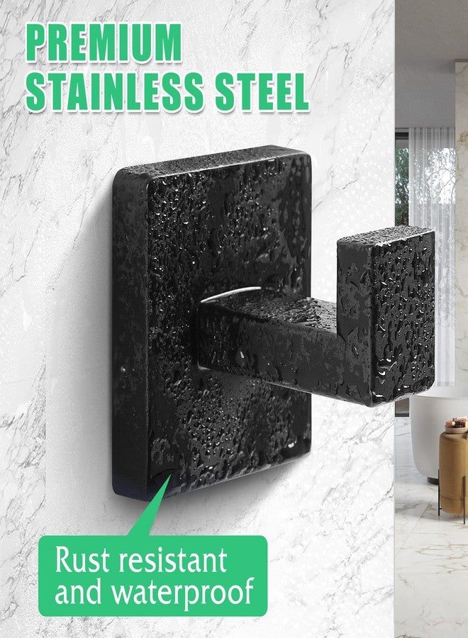 Fenas Heavy Duty Stainless Steel Towel Hooks, Wall Mounted Square Robe Hooks for Bathroom, Kitchen, Bedroom, Hotel Matte Black 2 Pack - Image 2