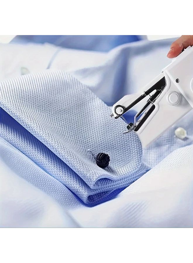 Portable Battery Operated Mini Sewing Machine Handheld Cordless White For Mending Clothes - Image 2
