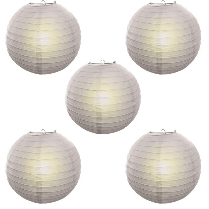 HANGING LANTERN RICE PAPER BALL LAMP SHADE 12INCH WHITE PACK OF 5