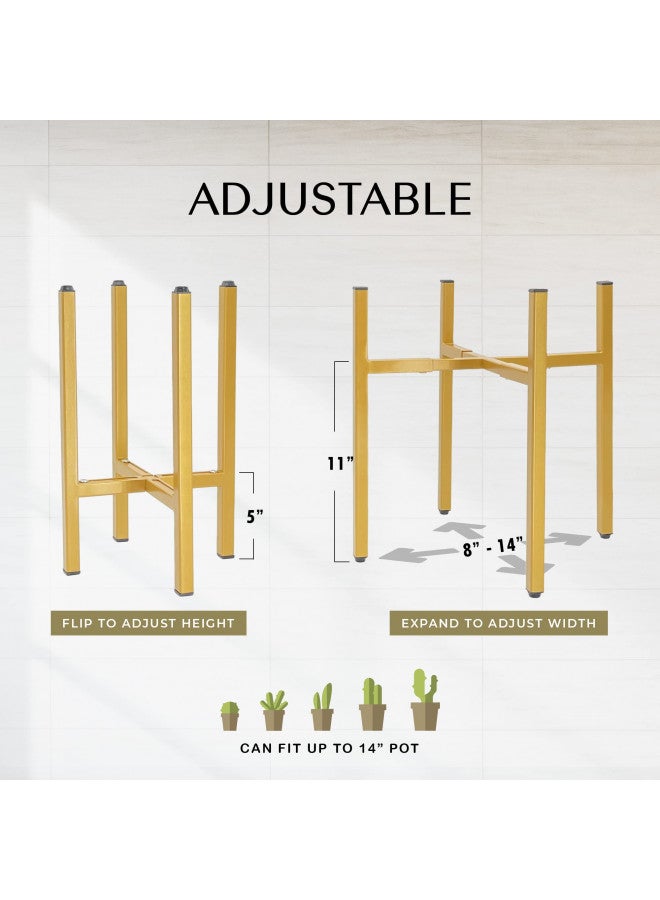 RAINBLELAND RAINBLELAND Plant Stand 10 11 12 13 14 In, adjustable Metal Planter Stand, Mid Century modern Plant Stands for Indoor Plants, Indoor Plant Pots, Expandable Plant Holder Stand, Metal Adjust Stand  - Image 2