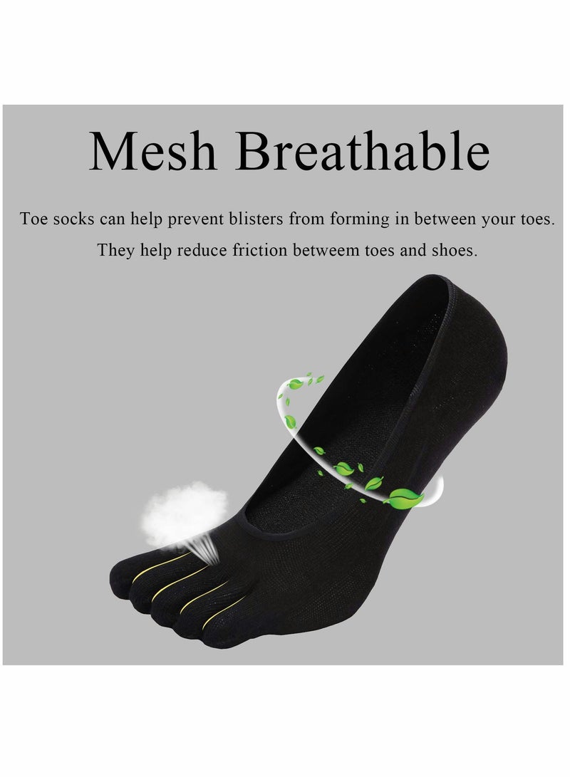 SYOSI 6 Pairs Toe Socks Low Cut No Show Cotton Running Five Fingers Socks with Silicone Heel for Womens Ladies  - Image 4