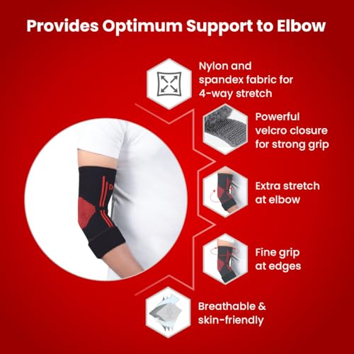 Dr. Ortho Dr.Ortho Elbow Support with Strap For Gym, Tennis Elbow Support For Badminton Cricket, Sports Elbow Sleeves, Stability & Pain Relief | Large - Image 4