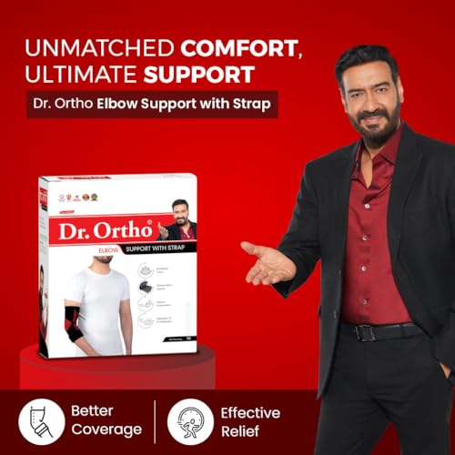 Dr. Ortho Dr.Ortho Elbow Support with Strap For Gym, Tennis Elbow Support For Badminton Cricket, Sports Elbow Sleeves, Stability & Pain Relief | Large - Image 2