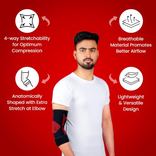 Dr. Ortho Dr.Ortho Elbow Support with Strap For Gym, Tennis Elbow Support For Badminton Cricket, Sports Elbow Sleeves, Stability & Pain Relief | Large - Image 3