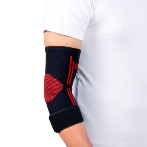 Dr. Ortho Dr.Ortho Elbow Support with Strap For Gym, Tennis Elbow Support For Badminton Cricket, Sports Elbow Sleeves, Stability & Pain Relief | Large - Image 1