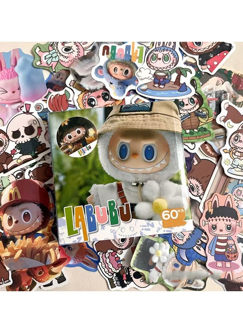 LABUBU 60pcs/Box LABUBU Waterproof Cartoon Vinyl Stickers for Laptop Phonecase  - Image 1