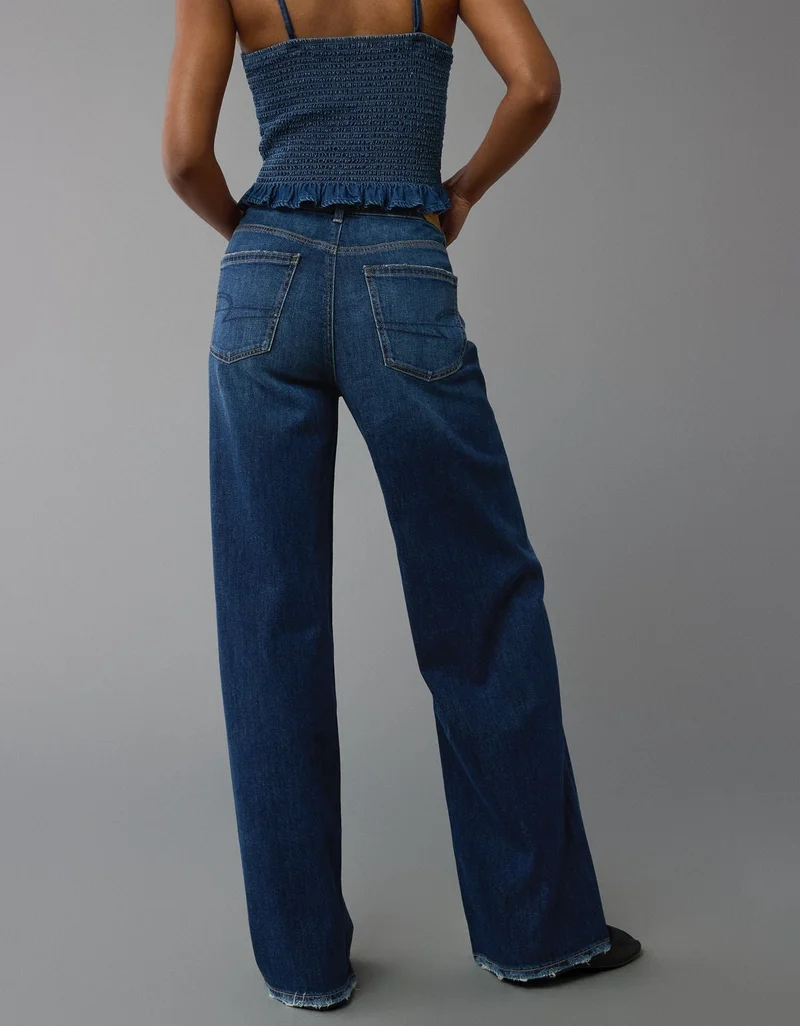 American Eagle  AE Dreamy Drape Stretch Super High-Waisted Baggy Wide-Leg Jean for Women | Best Price UAE