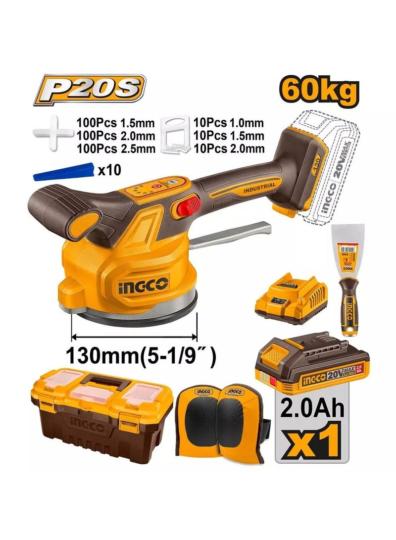 INGCO Cordless Tile Vibrator & Suction Tool with Bag and Putty Knife - Image 1