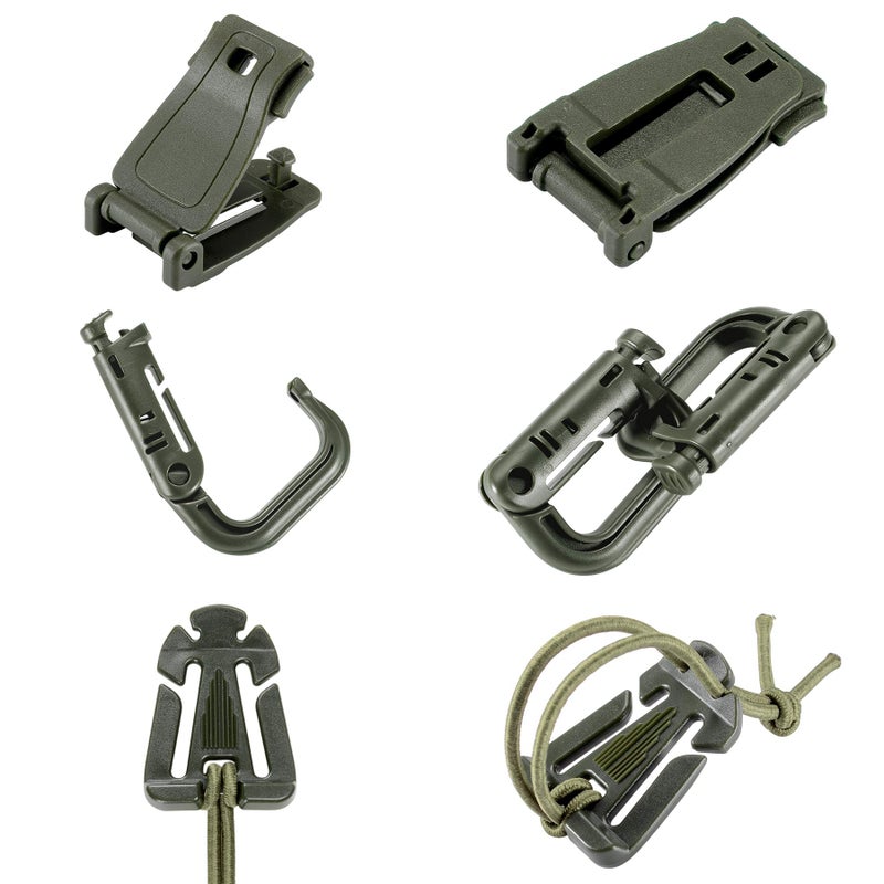 BOOSTEADY 36PCS Attachments for Tactical Backpack Vest Belt,D-Ring Grimloc Locking Gear Clip, Web Dominator Elastic Strings, Strap Management Tool Buckle,Hydration Tube Clips,Key Ring,MOLLE Bag - Image 2