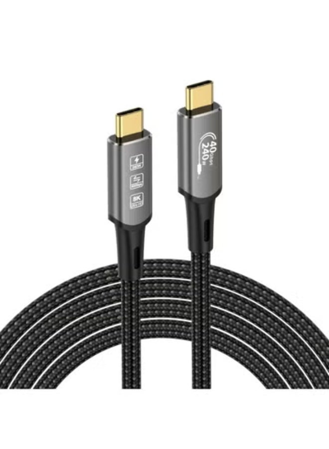 كابل تمديد USB4 / Thunderbolt 4 بطول 2 متر – شحن سريع 240 واط، نقل بيانات 40Gbps، متوافق مع فيديو 8K/4K - Image 1