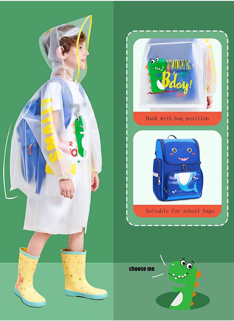 Generic Boys Girls Hooded Rain Poncho Durable Waterproof Windbreaker Reusable Kids Raincoat Kindergarten Student Rainwear Transparent Kids Cartoon Raincoat Children's Schoolbag Rain Jacket Coat EVA  - Image 5