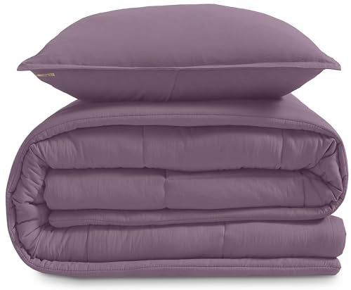 UGG Leonora Twin Comforter Set with 1 Pillow Sham Lightweight Down Alternative Soft Comforter Reversible All Season Hypoallergenic Luxury Bedding Set Machine Washable Twin XL Purple Shadow