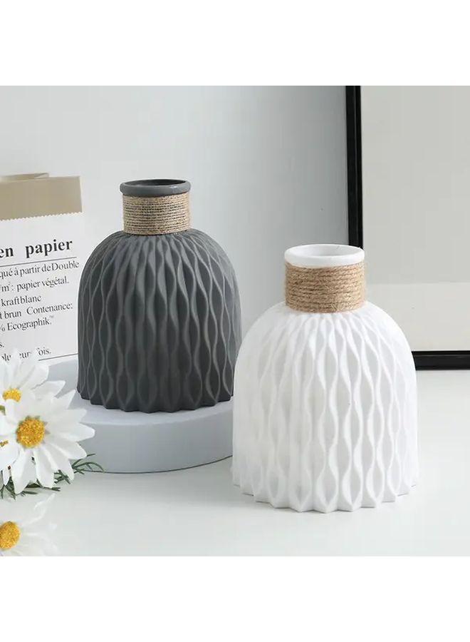 Scandinavian Modern Plastic Vase Basket Grey Home Living Room Decoration Wedding Ornament - Image 2