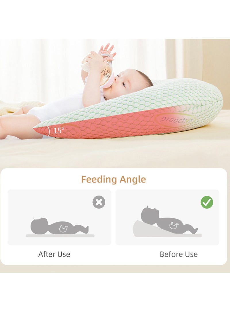 Nursing Arm Support Pillow with Adjustable Straps, Removable Cover, Multi-Purpose (light pink)