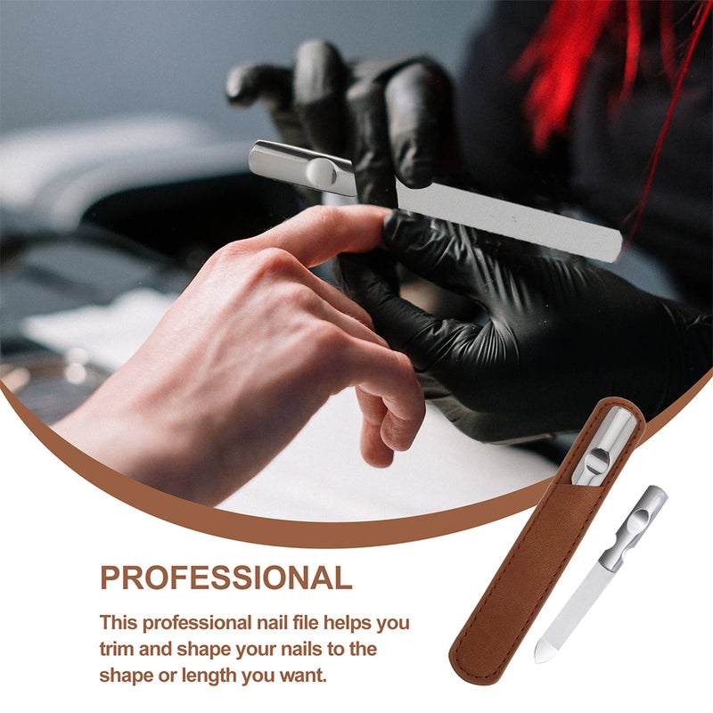 4 Sets Manicure Abrasive Strips Nail Files Stainless Steel Files Leather Bags - Image 5