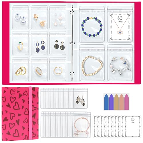 17Dec Large Transparent Jewelry Storage Book with 300 Pockets and 50 Jewelry Pouches,Travel Jewelry Organizer and Storage,Jewelry Binder Organizer for Earring,Bracelet,Necklace - Image 1