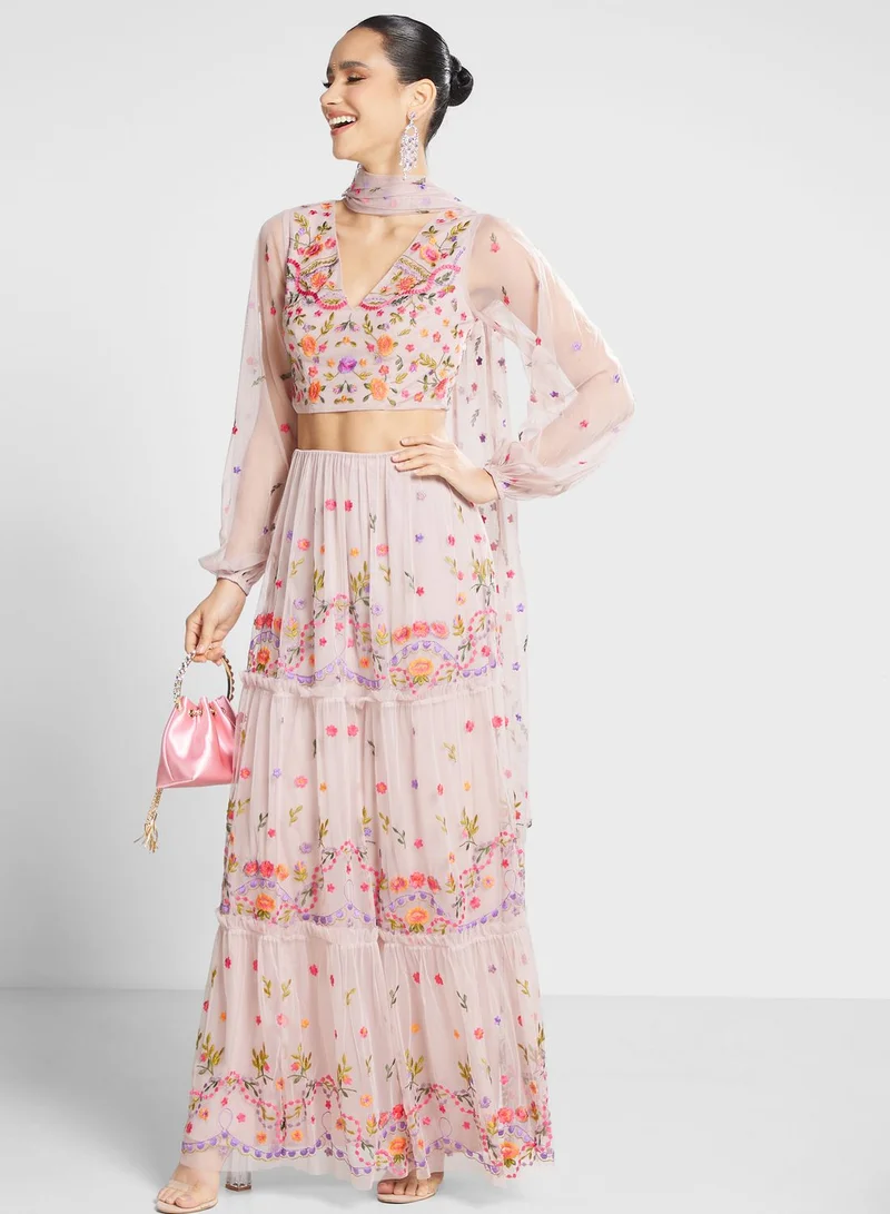 Maya High Waist Embroidered Skirt
