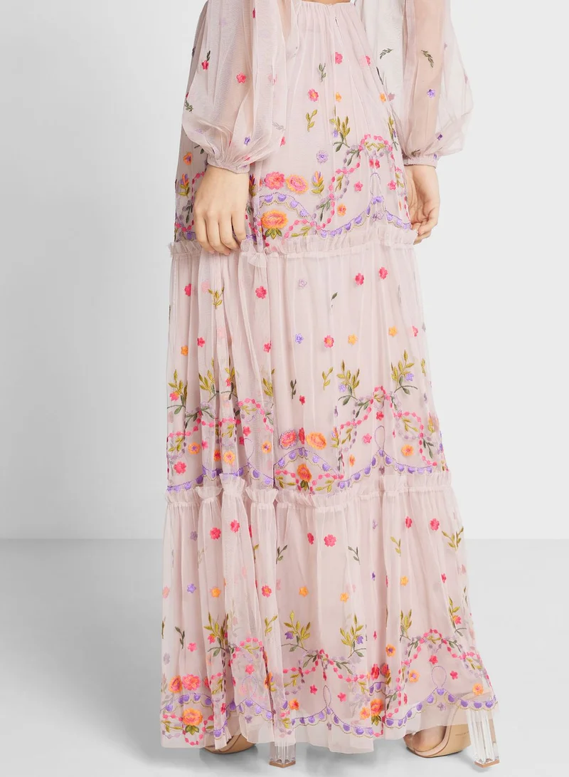 Maya High Waist Embroidered Skirt