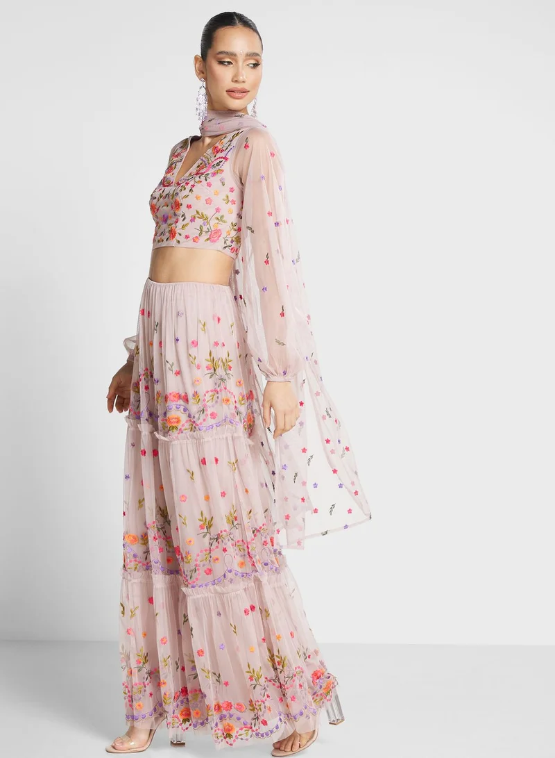 Maya High Waist Embroidered Skirt