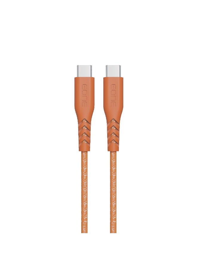 EONE USB-C to USB-C Cable 100W Fast Charging 1.2M Nylon Braided Type C Cable for iPhone 15 iPad MacBook Samsung Laptop PD Fast Charge Data Sync – Orange - Image 2