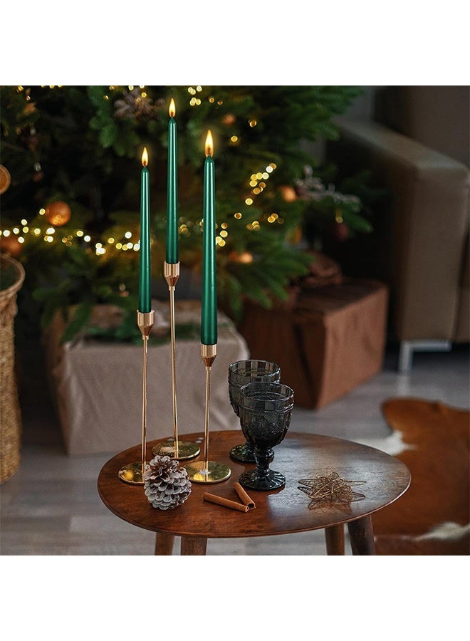 YJ 4 Pack Green Taper Candles - 12 Inch 30cm Tall - Unscented Dripless Smokeless - 9 Hour Burn Time - Fits All Candle Holders - Home Decor Dining Table Ambiance Candles​ - Image 3