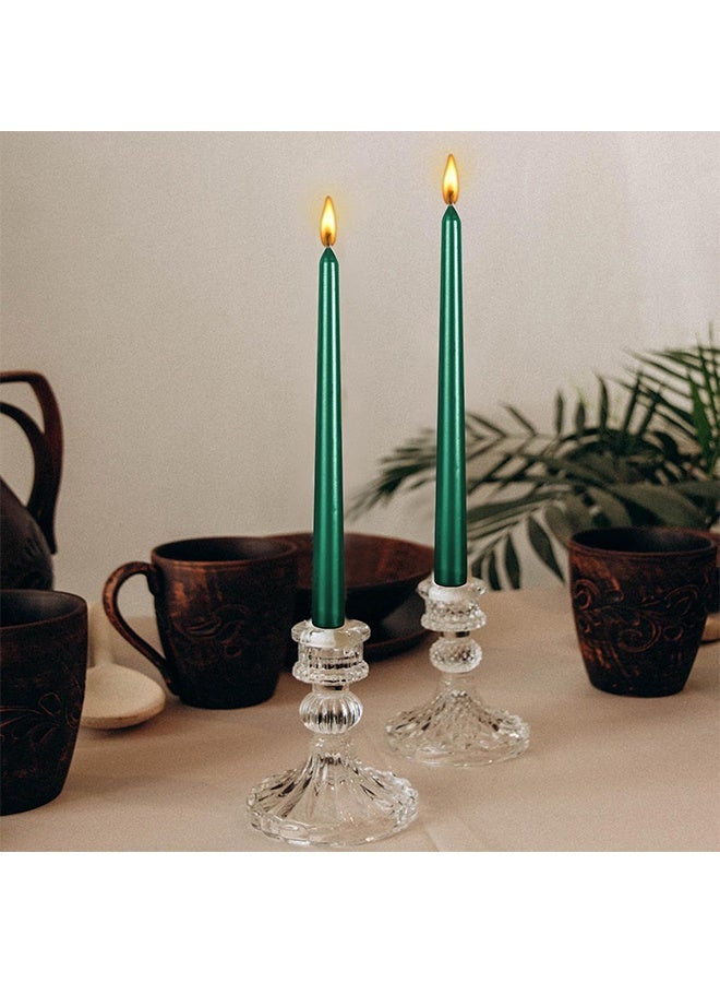 YJ 4 Pack Green Taper Candles - 12 Inch 30cm Tall - Unscented Dripless Smokeless - 9 Hour Burn Time - Fits All Candle Holders - Home Decor Dining Table Ambiance Candles​ - Image 4