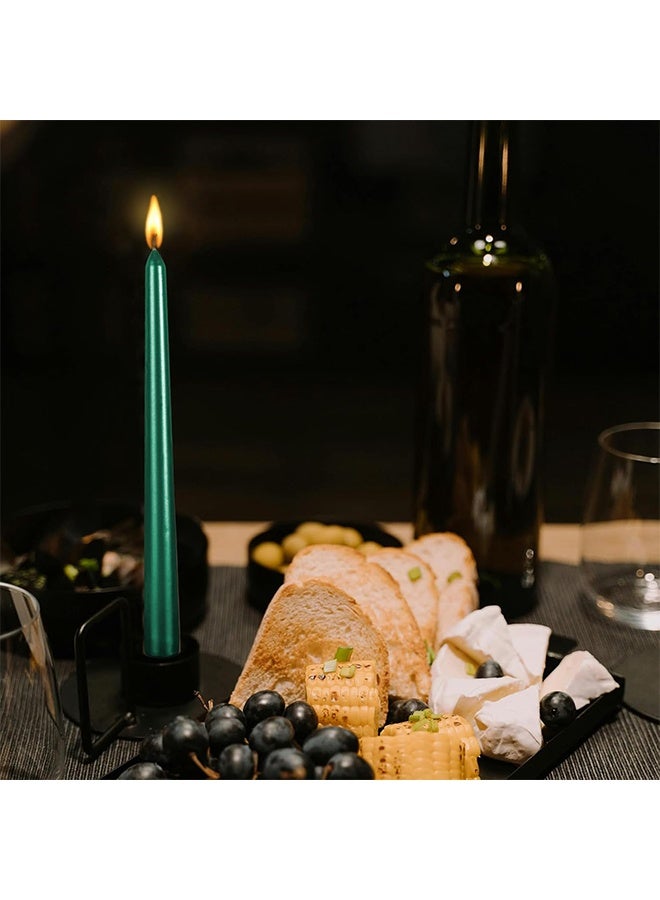 YJ 4 Pack Green Taper Candles - 12 Inch 30cm Tall - Unscented Dripless Smokeless - 9 Hour Burn Time - Fits All Candle Holders - Home Decor Dining Table Ambiance Candles​ - Image 5