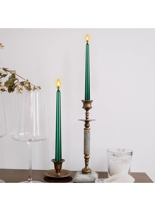 YJ 4 Pack Green Taper Candles - 12 Inch 30cm Tall - Unscented Dripless Smokeless - 9 Hour Burn Time - Fits All Candle Holders - Home Decor Dining Table Ambiance Candles​ - Image 2