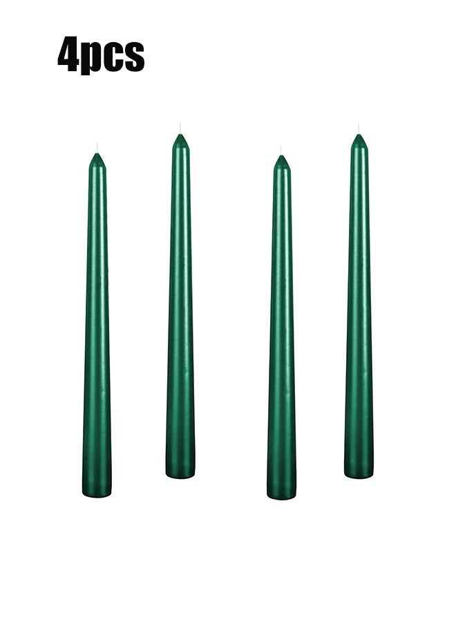 YJ 4 Pack Green Taper Candles - 12 Inch 30cm Tall - Unscented Dripless Smokeless - 9 Hour Burn Time - Fits All Candle Holders - Home Decor Dining Table Ambiance Candles​ - Image 1