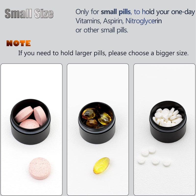 PPFISH EDC Portable Daily Pill Case, Heavy Duty Aluminium Alloy Round Pill Box, Waterproof Travel Pill Organizer, Pocket Purse Medicine Vitamin Holder EDC Container for Outdoor Camping Working - Image 5