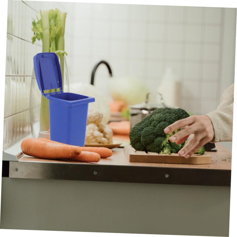 Mini Desktop Trash Can With Lid Compact Waste Bin Pen Holder For Office Home Dorm - Image 3