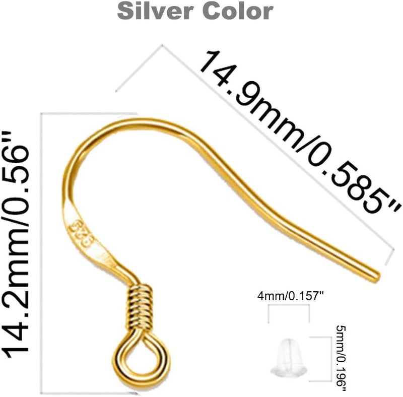 DIYEAR Earring Hooks - 120 PCS/60 Pairs Gold plated copper Hypoallergenic Ear Wires Fish Hooks for Jewelry Making, Jewelry Findings Parts with 120 PCS Rubber Earring Backs Stopper for DIY Earrings - Image 4