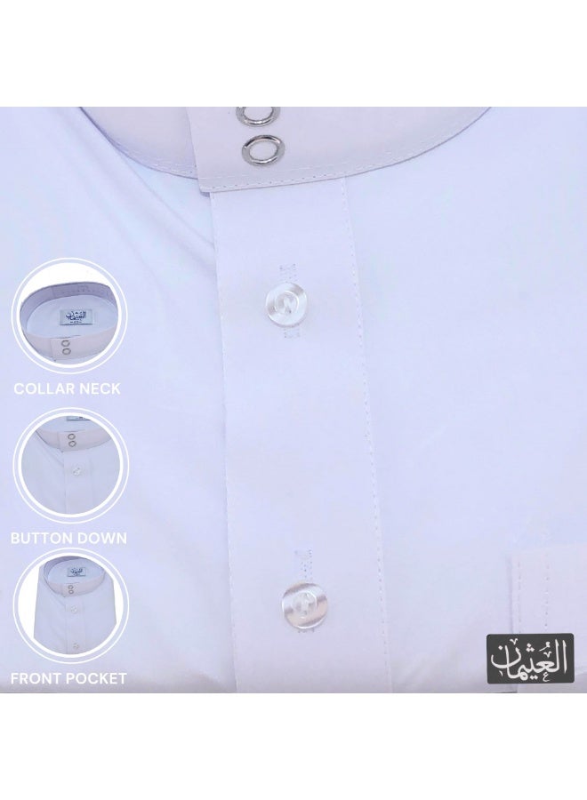 Al othaiman Traditional Arabic Thobe for Boys – Kids' Saudi Kandura / Jubba / Long Sleeve Thobe  - Image 3