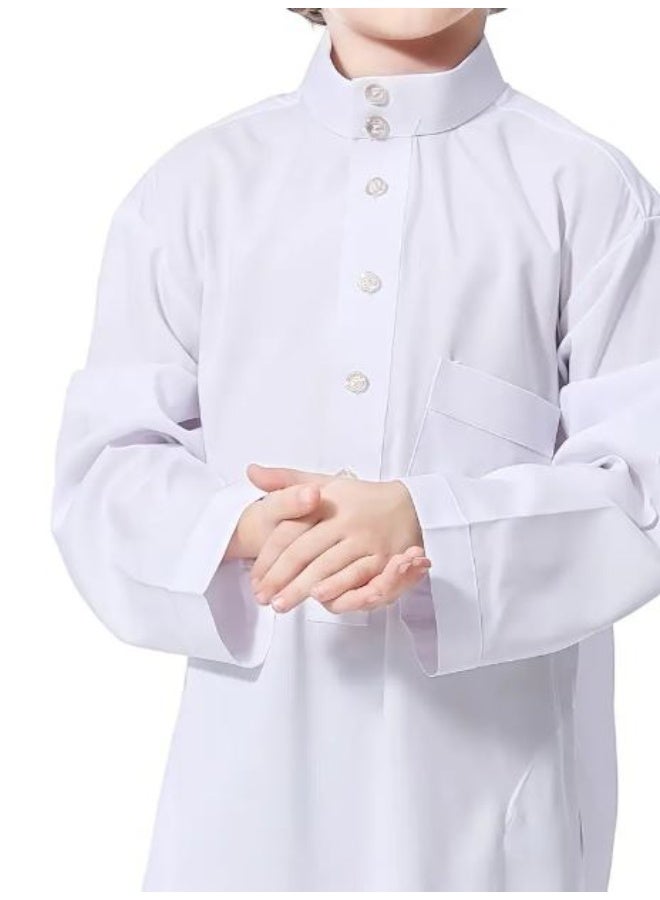 Al othaiman Traditional Arabic Thobe for Boys – Kids' Saudi Kandura / Jubba / Long Sleeve Thobe  - Image 5