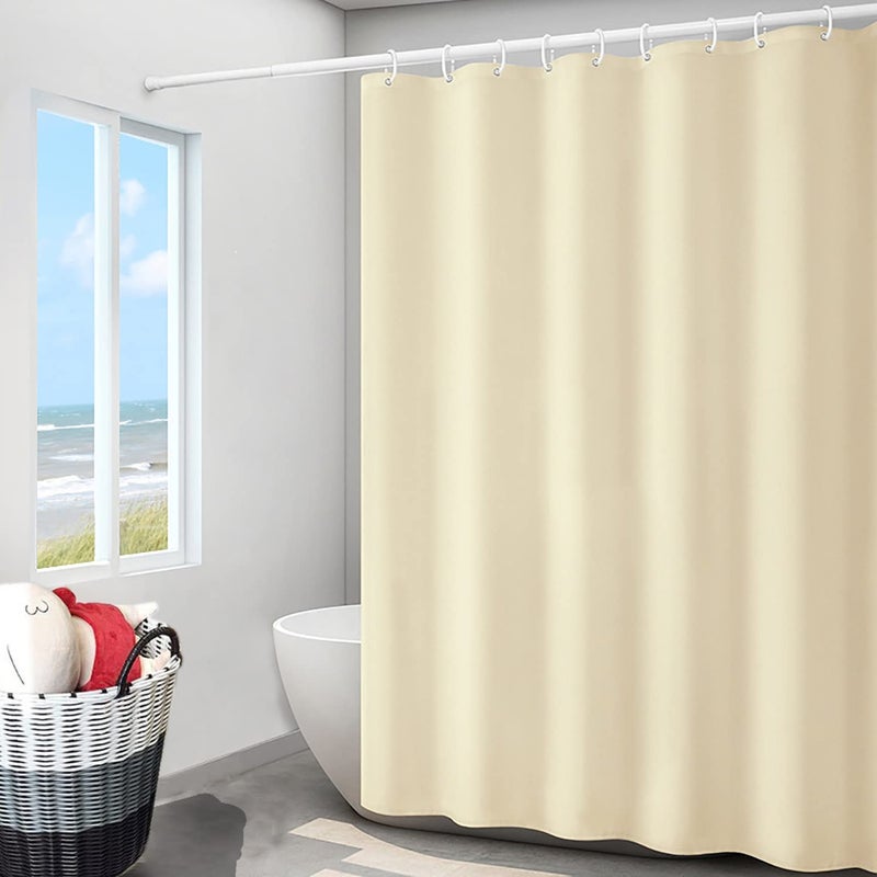 LLSCL Beige Yellow Fabric Shower Curtain Liner with Magnets, Waterproof Hotel Quality, 72 x 72 Machine Washable - Image 1