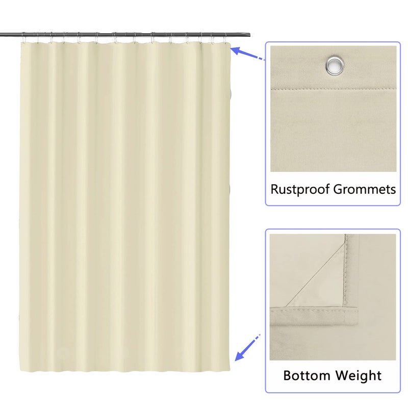 LLSCL Beige Yellow Fabric Shower Curtain Liner with Magnets, Waterproof Hotel Quality, 72 x 72 Machine Washable - Image 2