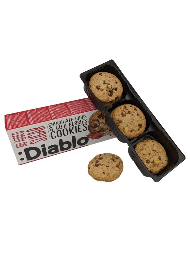 Diablo – Sugar Free Chocolate Chip & Goji Berry Cookies | No Added Sugar | High in Antioxidants | 135g Pack of 3 (Expiry 30th June 2026) - Image 3